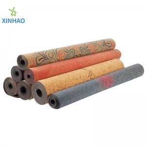 Amazon أفضل بيع Cork PU Rubber Yoga Mat Wholesale ، 4mm/5mm PU Rubber Cork Non-Slip Yoga Mat ، شعار مخصص أو طباعة